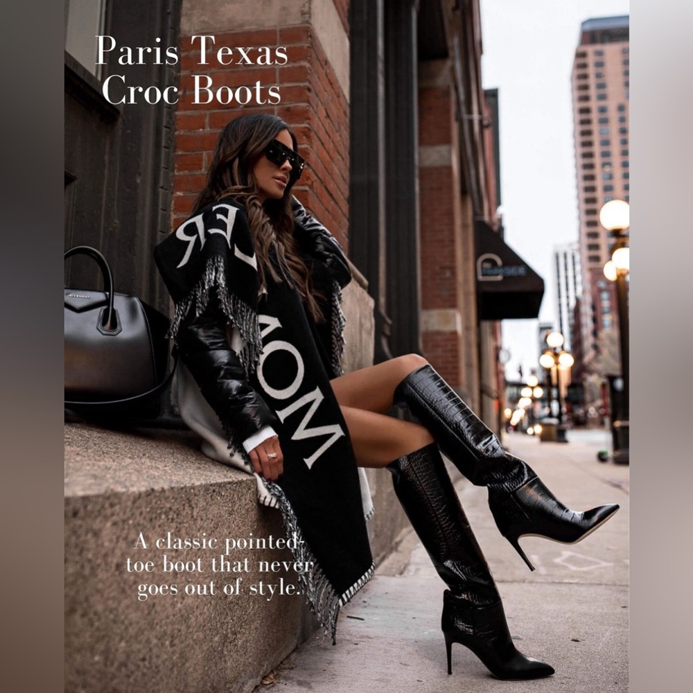 Express croc embossed knee high boots - Picture 2 of 9